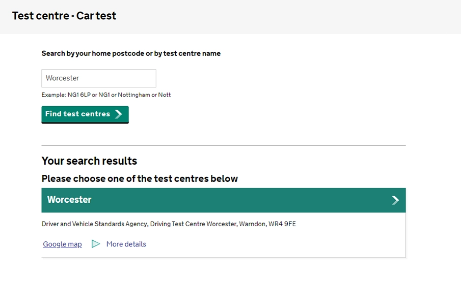Choose a Driving Test Centre