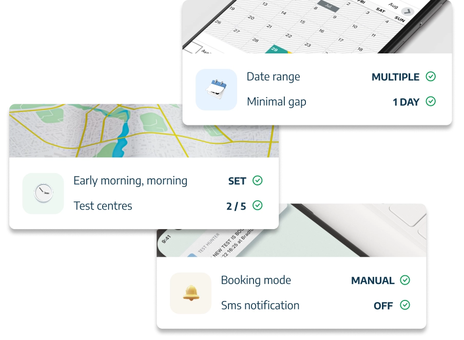 Driving test cancellations app features overview