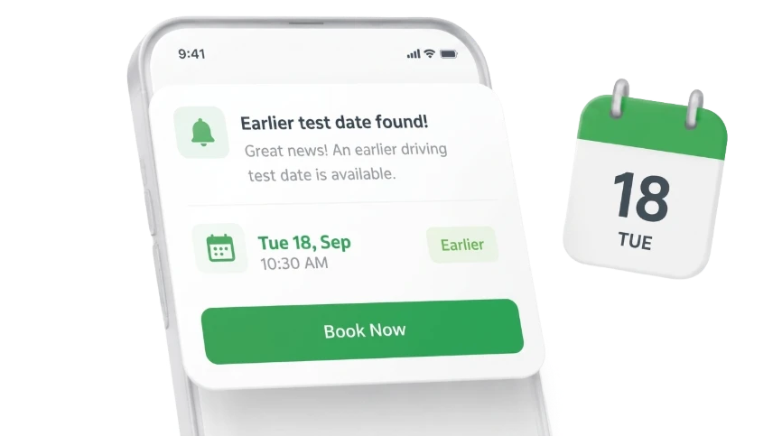 Test Hunter app showing an earlier test date found alongside a calendar